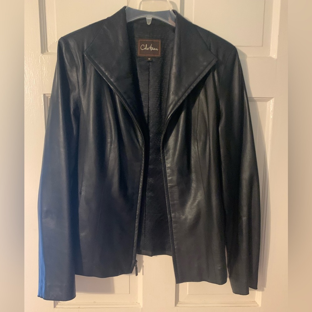 Cole Hahn black leather jacket